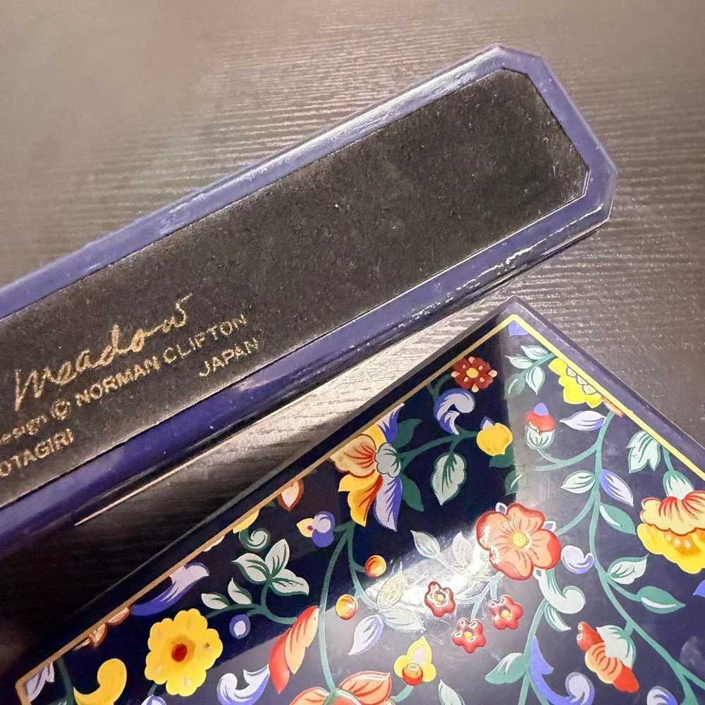 Otagiri Lacquerware Vintage Desk Set Meadow Norman Clifton Floral Japan 2pc